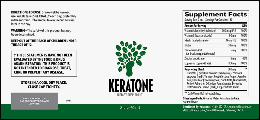 keratone ingredients label